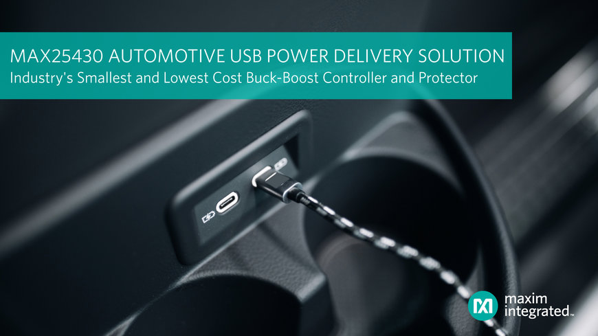 Neuer Automotive-Buck-Boost-Controller von Maxim Integrated ermöglicht USB-Stromversorgungsanschlüsse mit branchenweit kleinster Lösungsgröße und niedrigsten Kosten